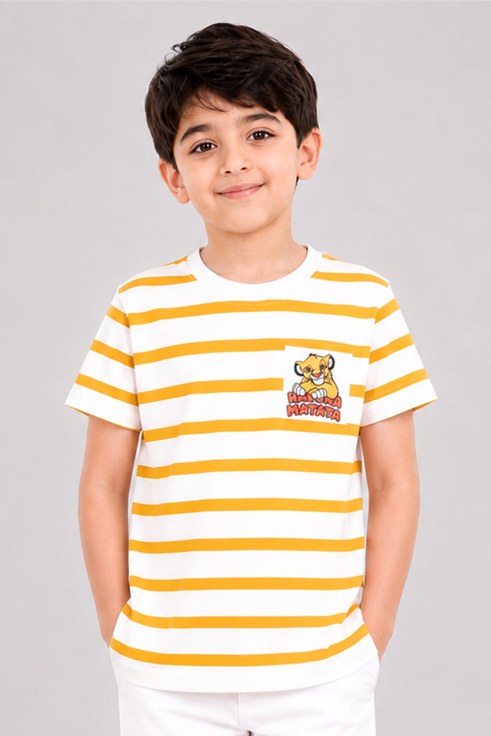 Boys mustard striped T shirt