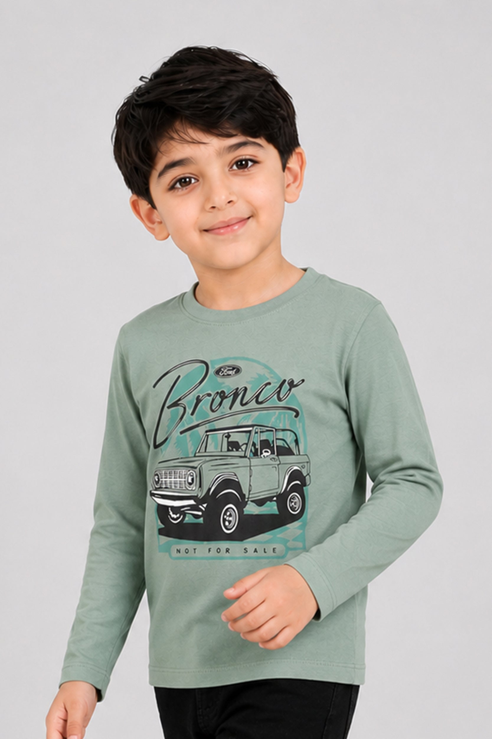 Boys Sage green full sleeve t-Shirt