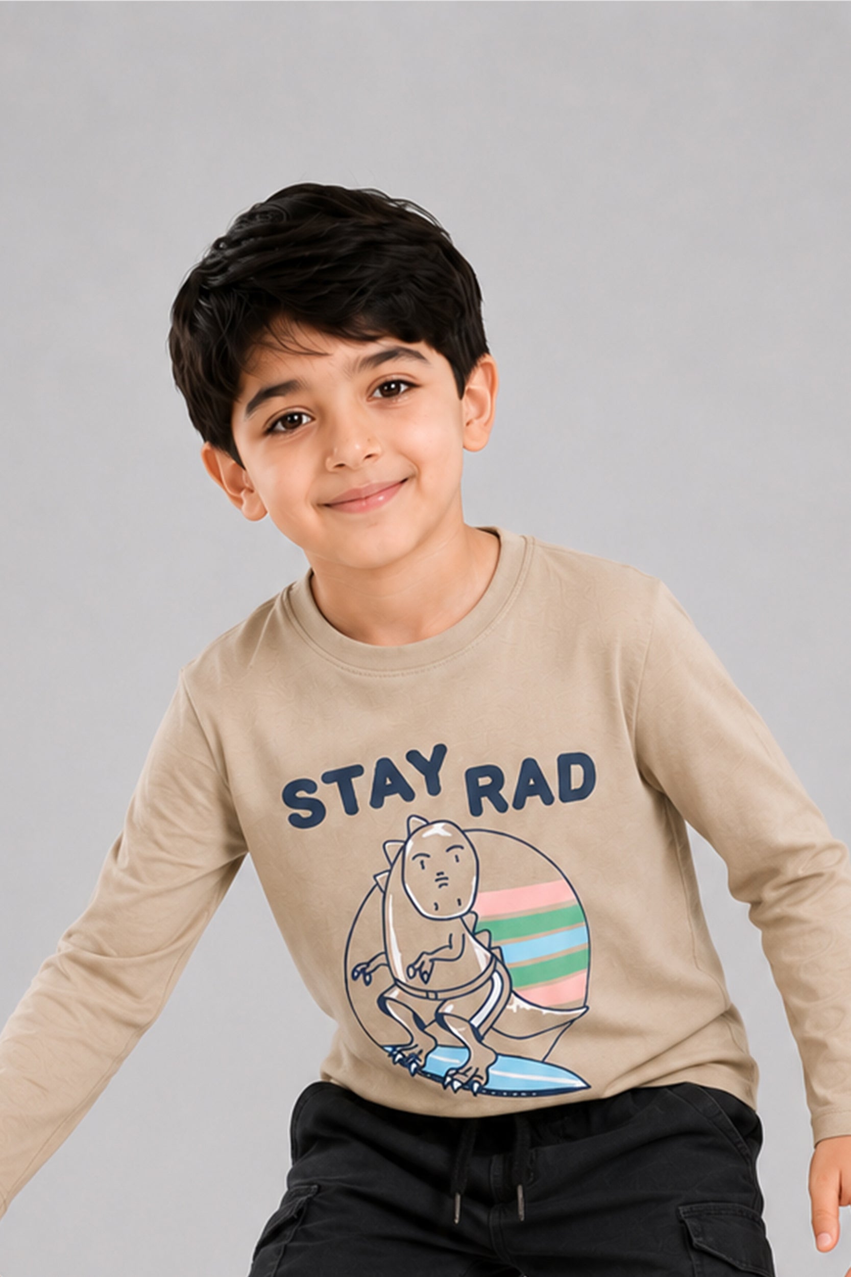Boys Beige full sleeve t-Shirt
