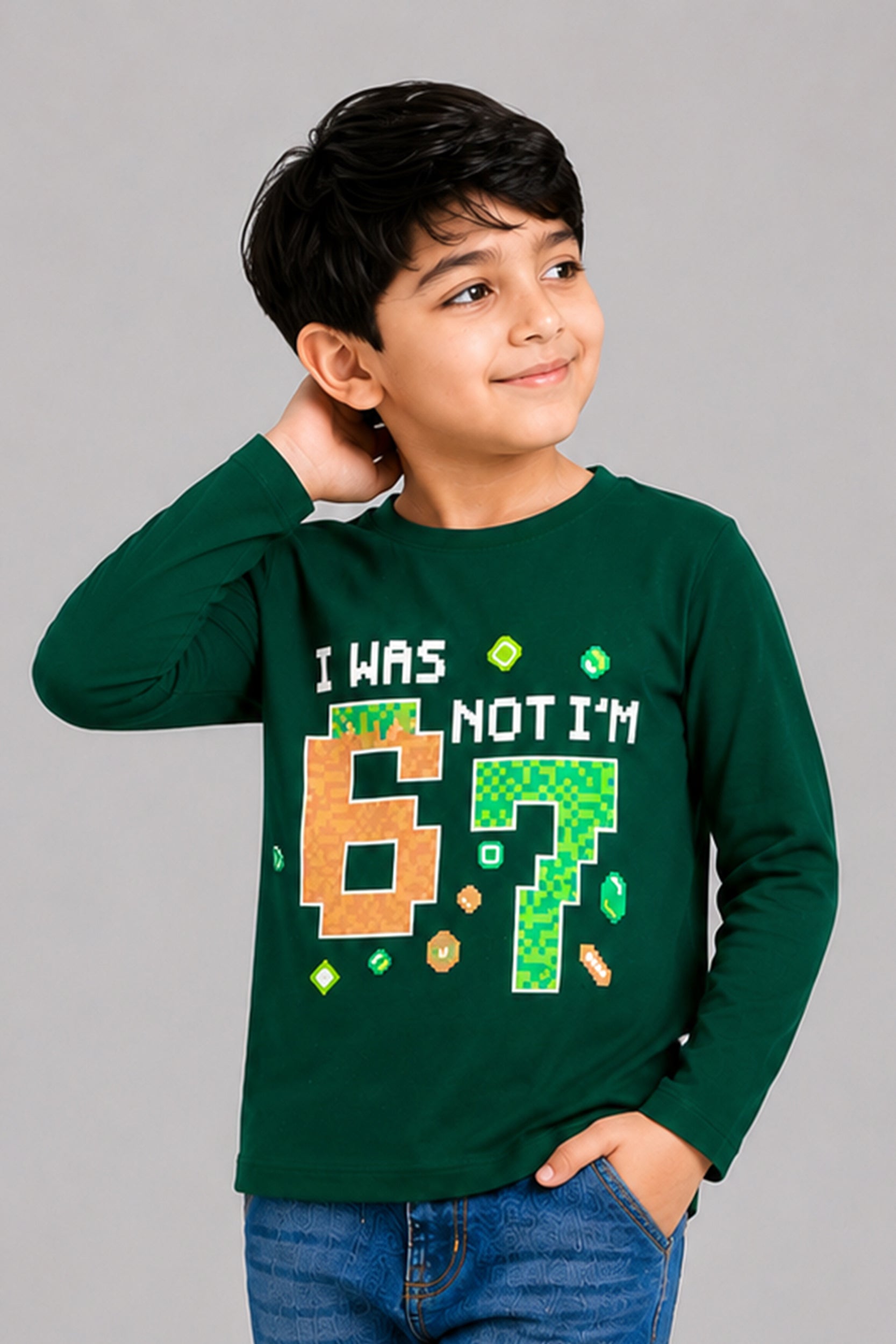 Boys olive green full sleeve t-Shirt