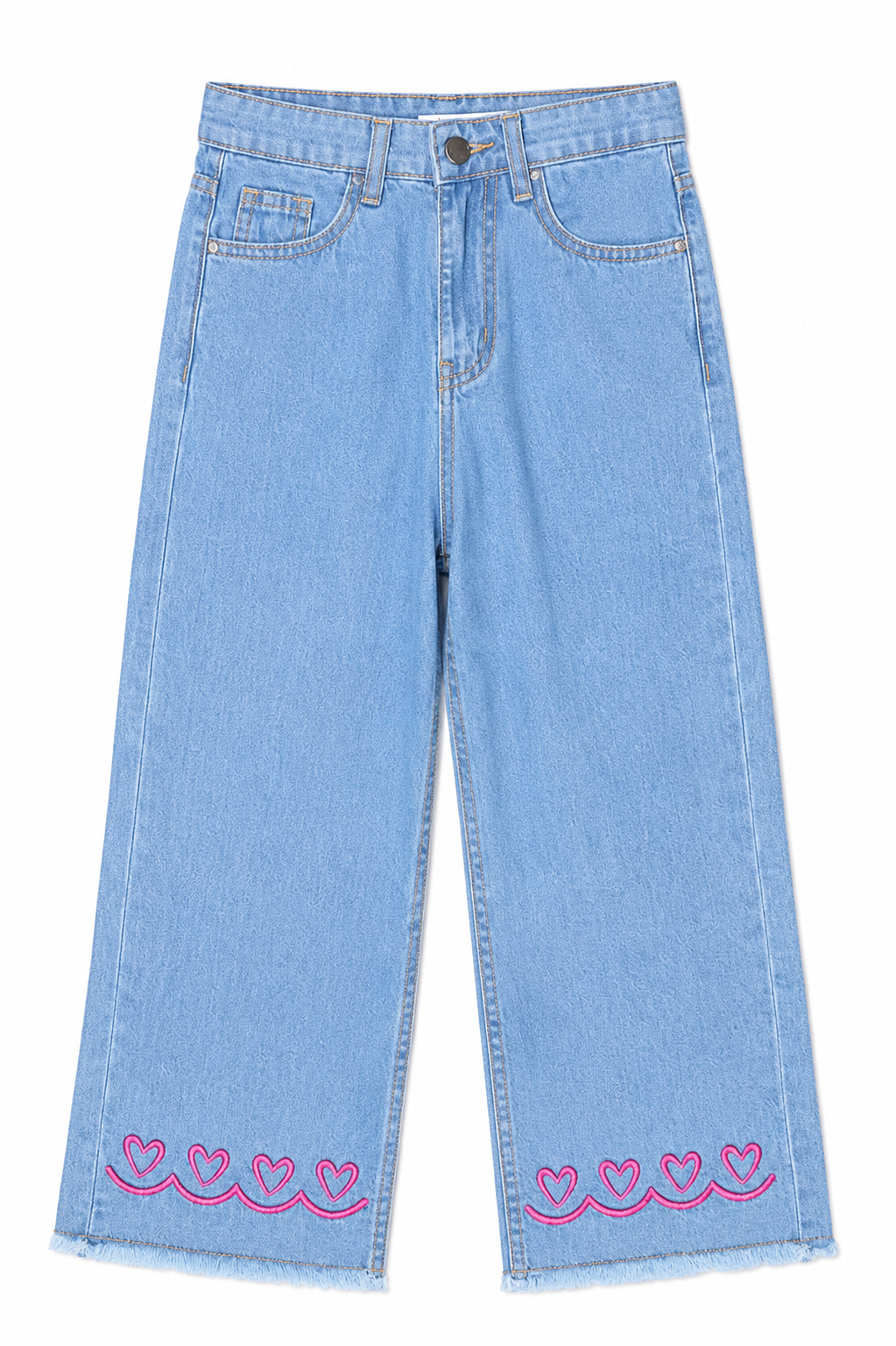 Girls Candy Heart Denim Culottes
