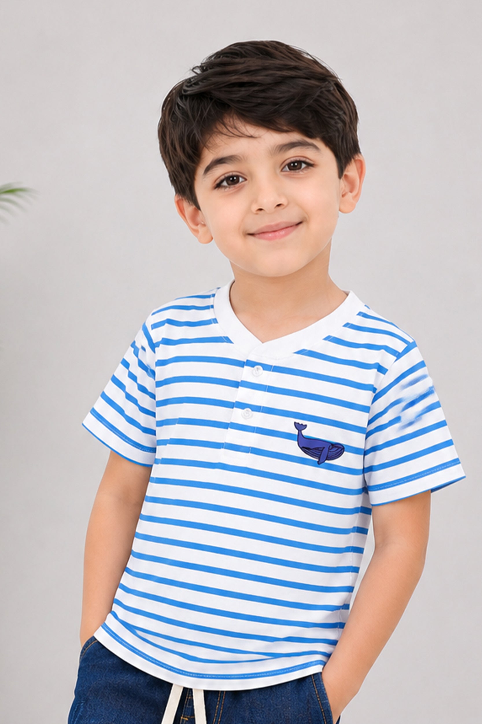 Boy's Breeze Striped Henley Shirt