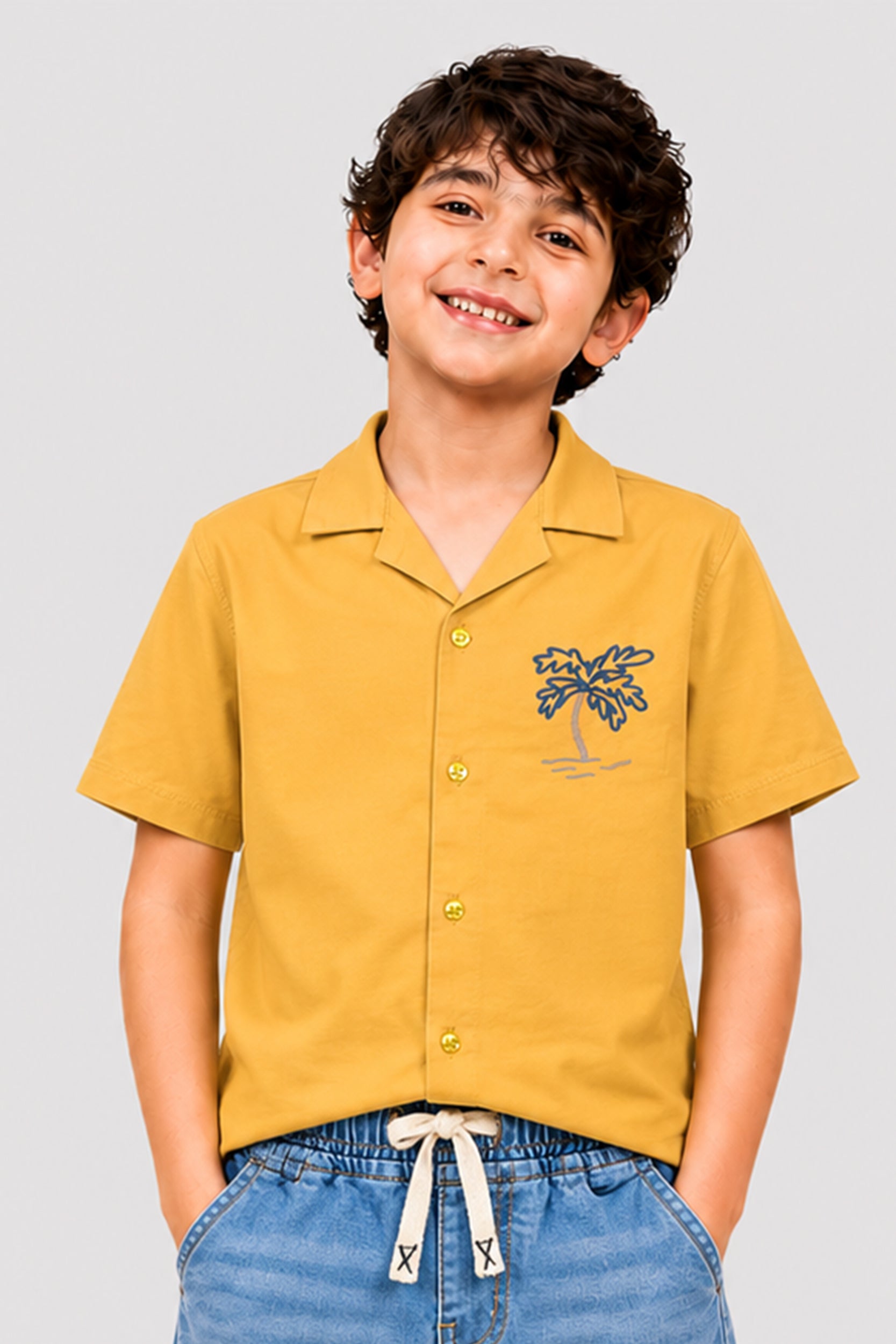 Boys mustard button down polo