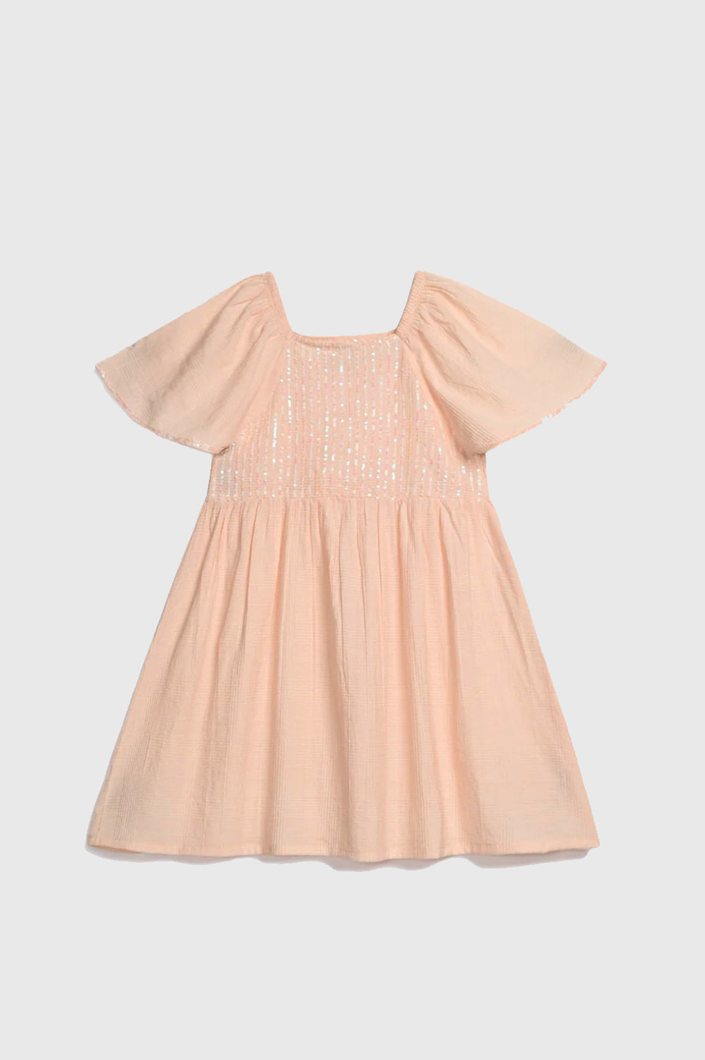 Peach Sequin Cape Sleeve Dress