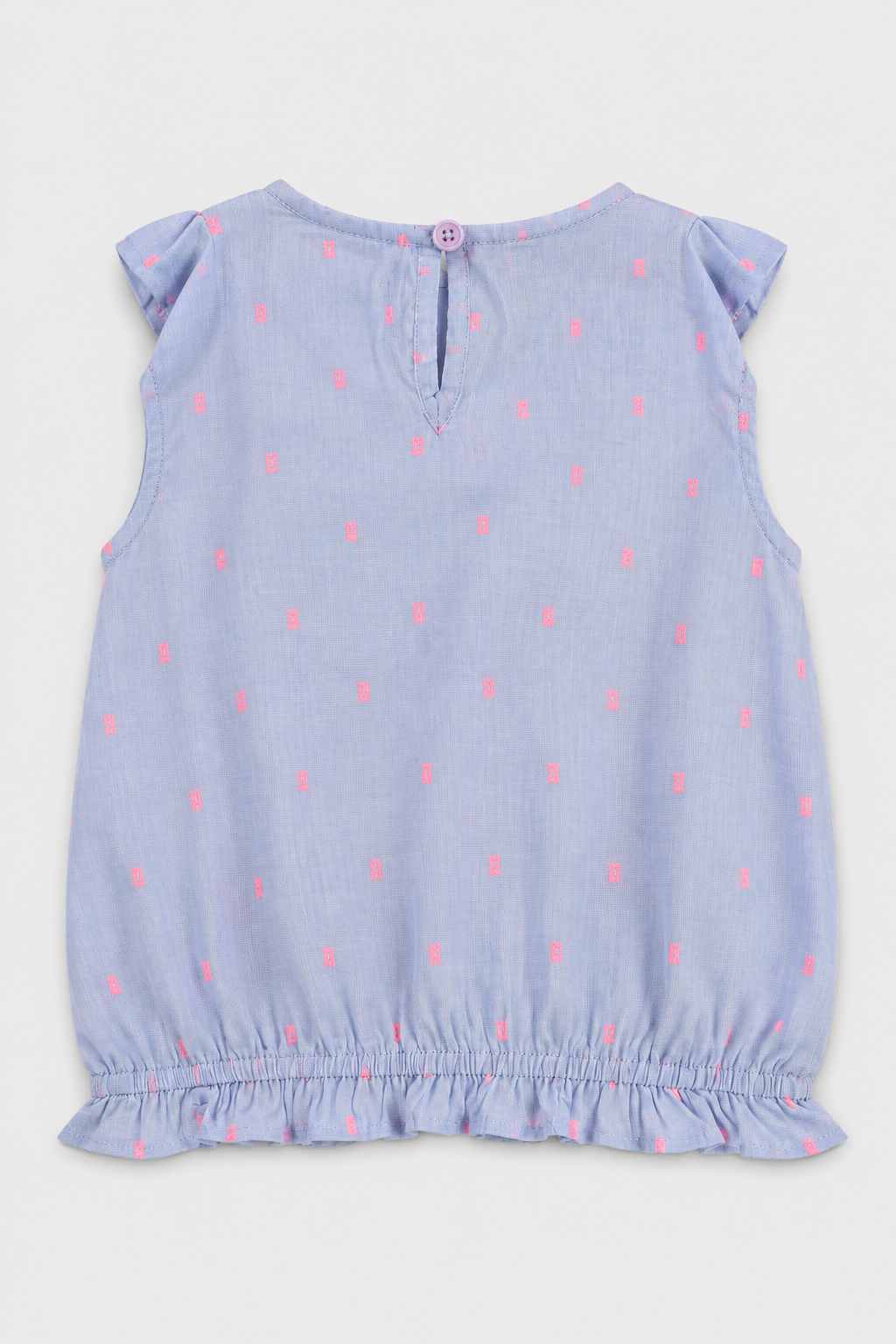 Girls Sky Blue Ruffle Neck Top