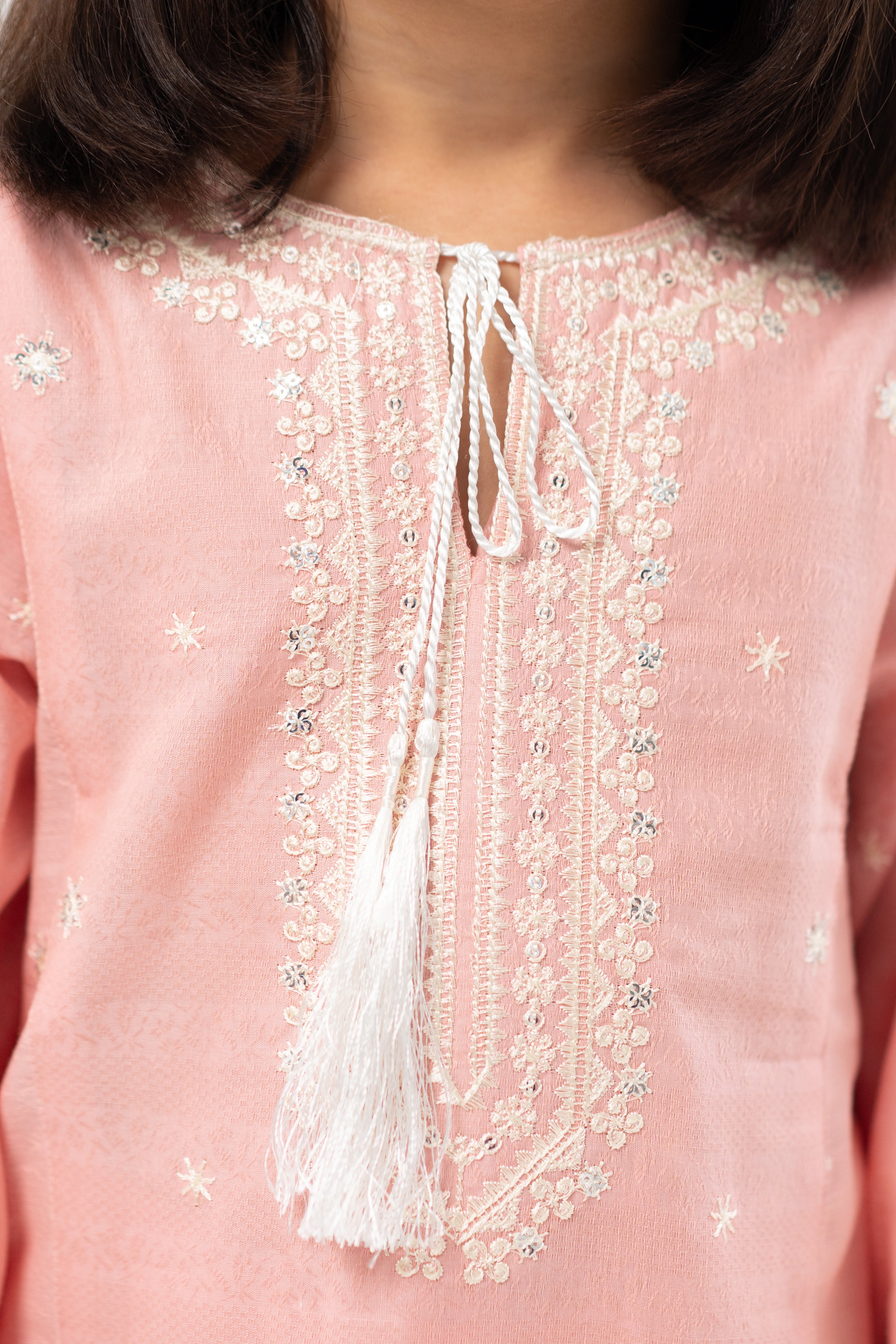 Tassel Embroidered Tunic Set