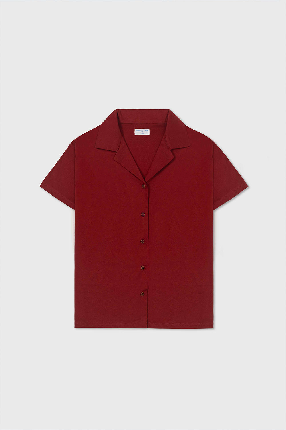 Classic Burgundy Camp-Collar Shirt
