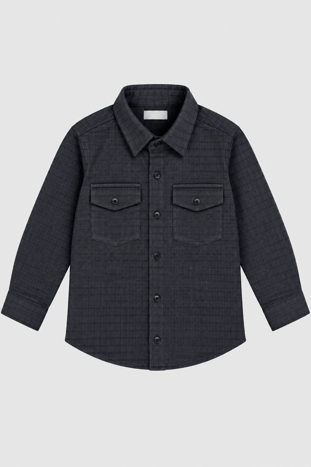 Boys Textured Check Double Pocket Shirt