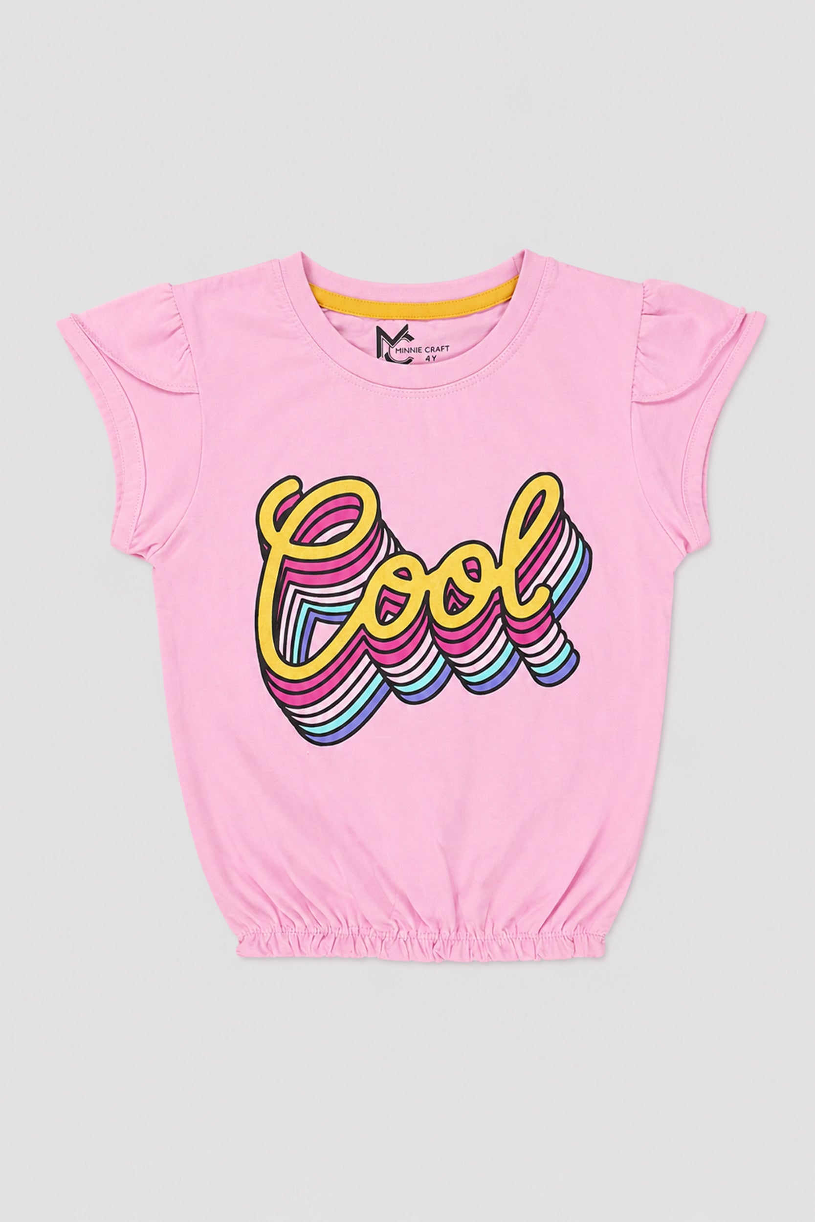 Girls Rainbow Cool Flutter Sleeve Top