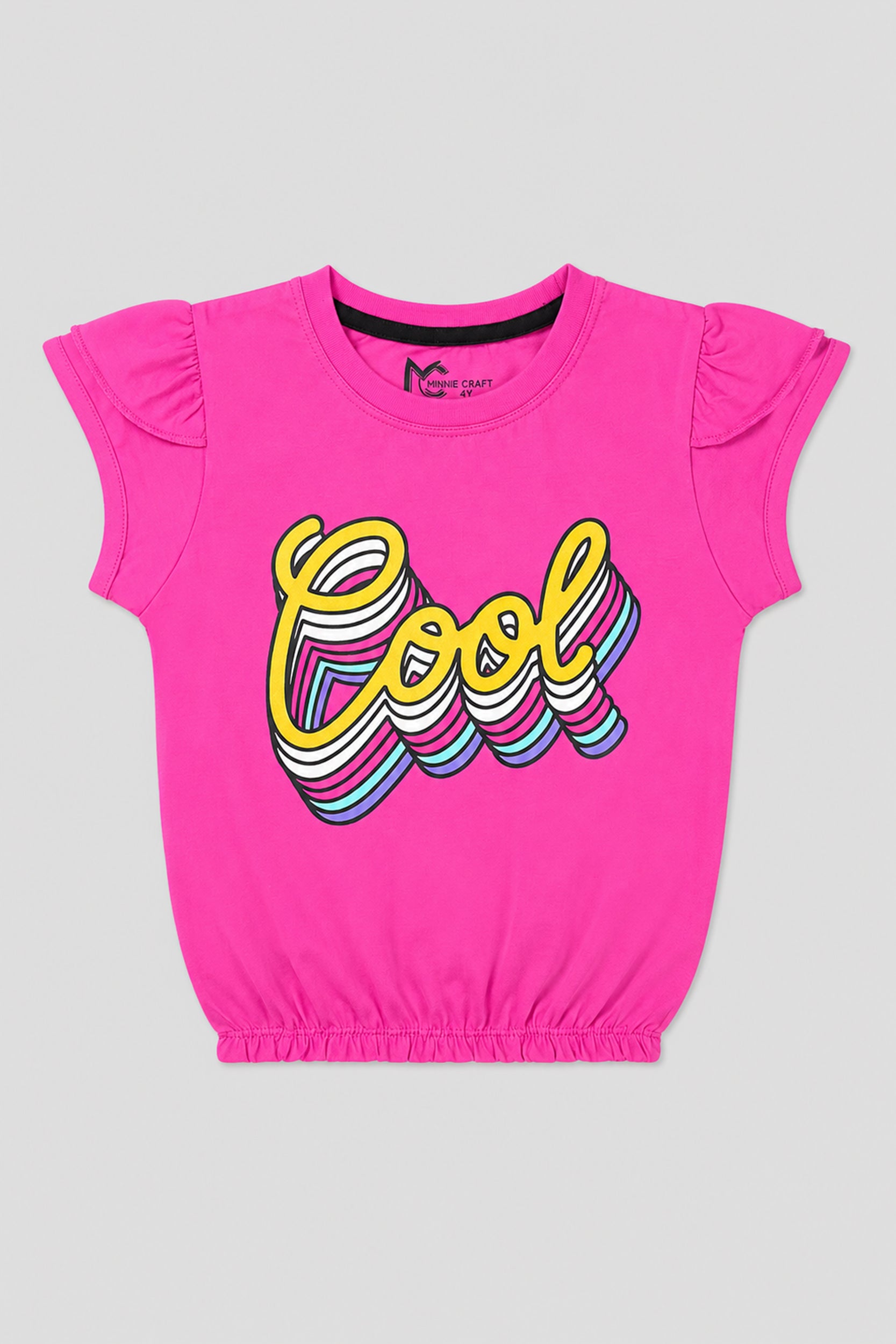 Girls Pink Cool Flutter Sleeve Top