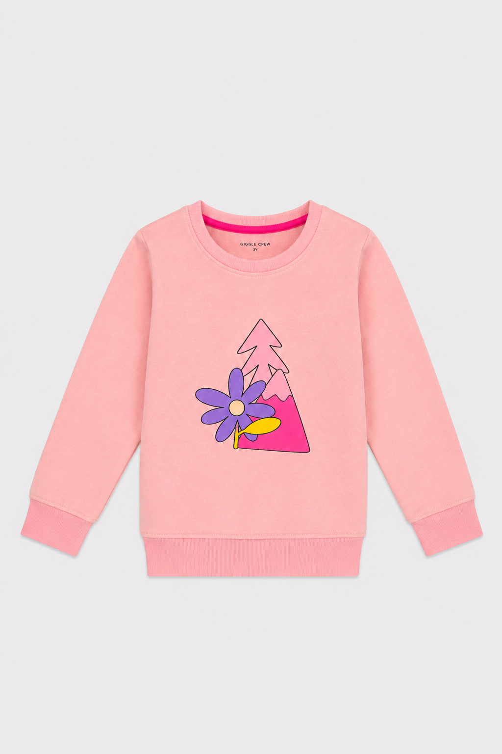 Girls Pink Floral Mountain Sweatshirt