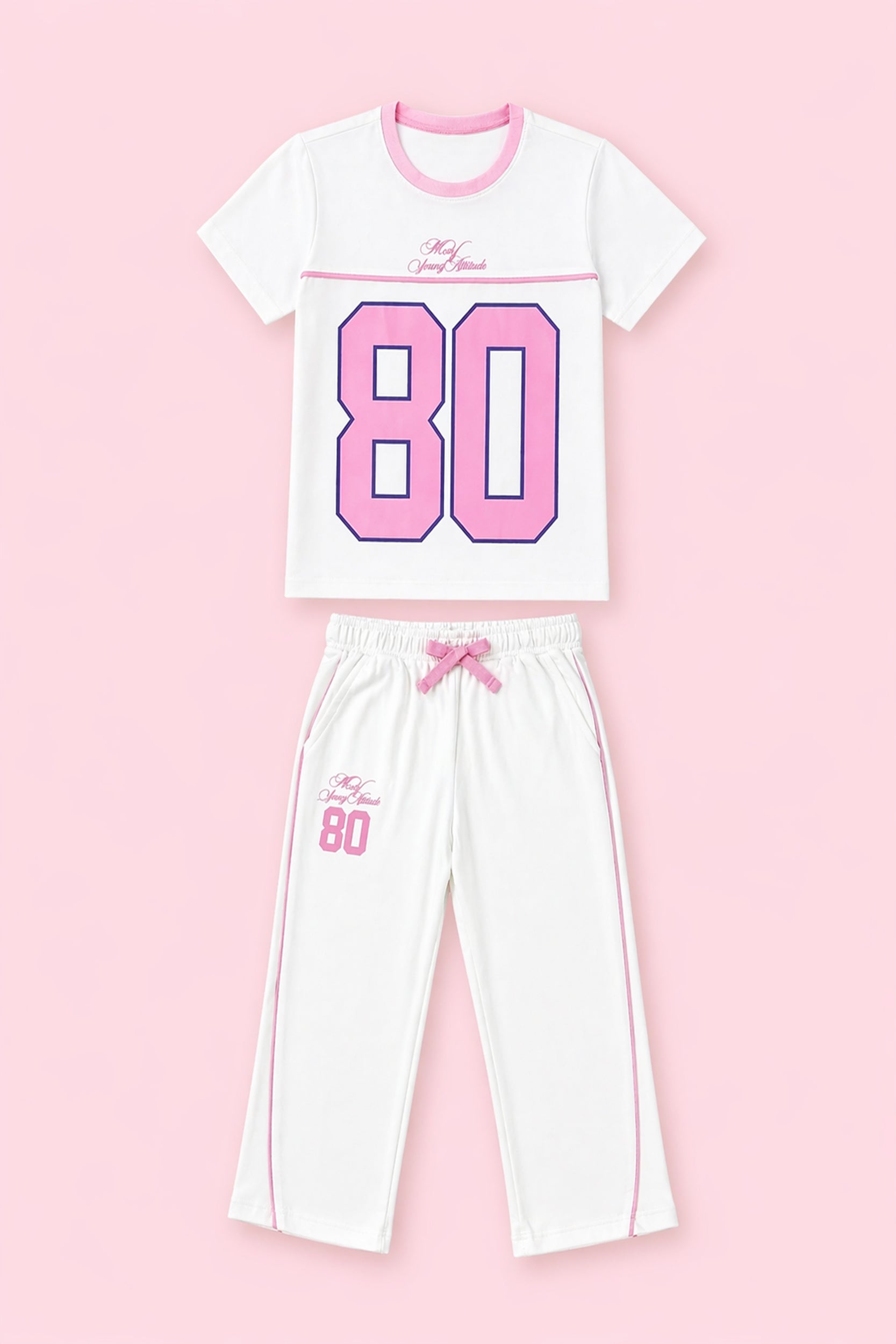 Girls Pink and white Coord set