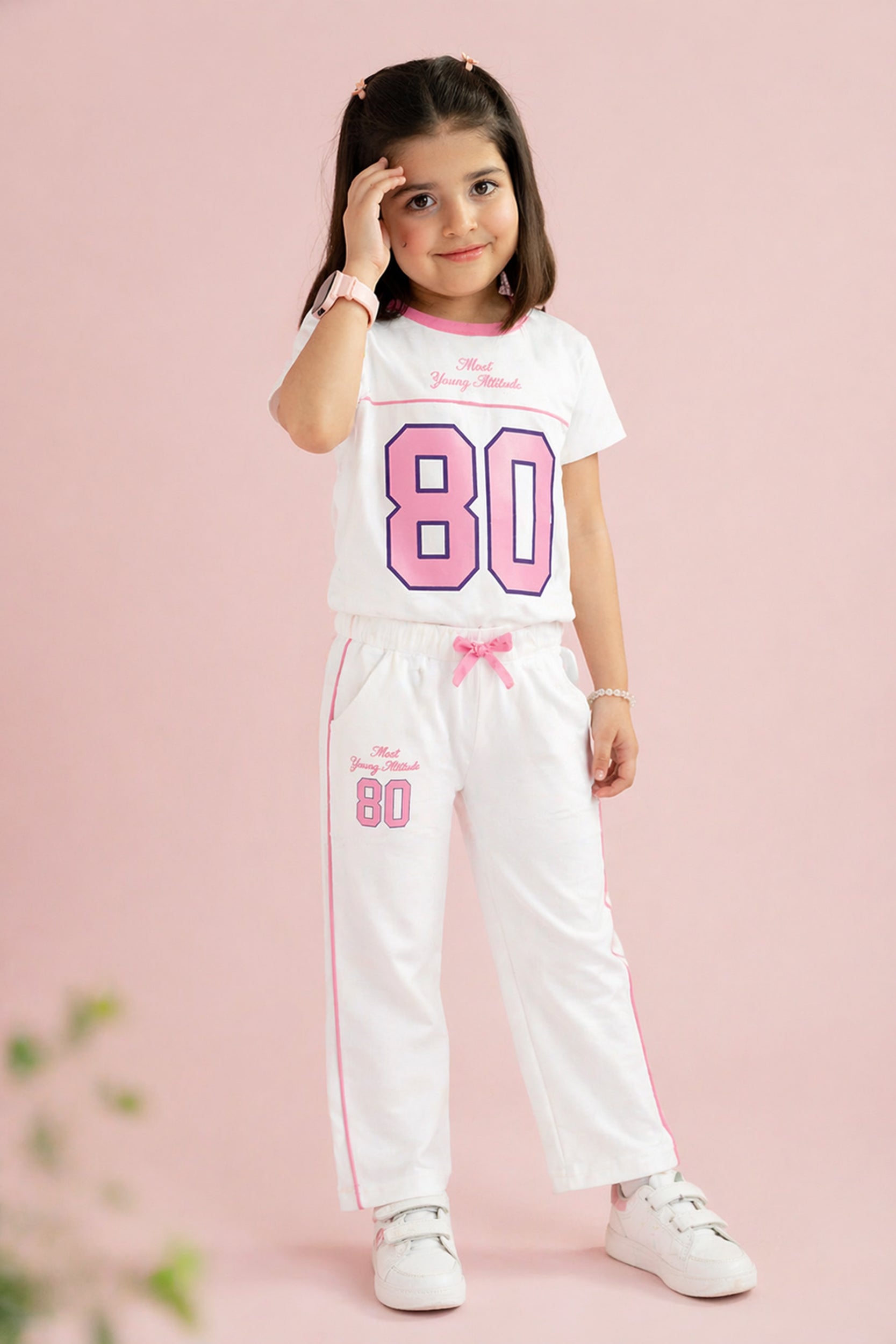 Girls Pink and white Coord set