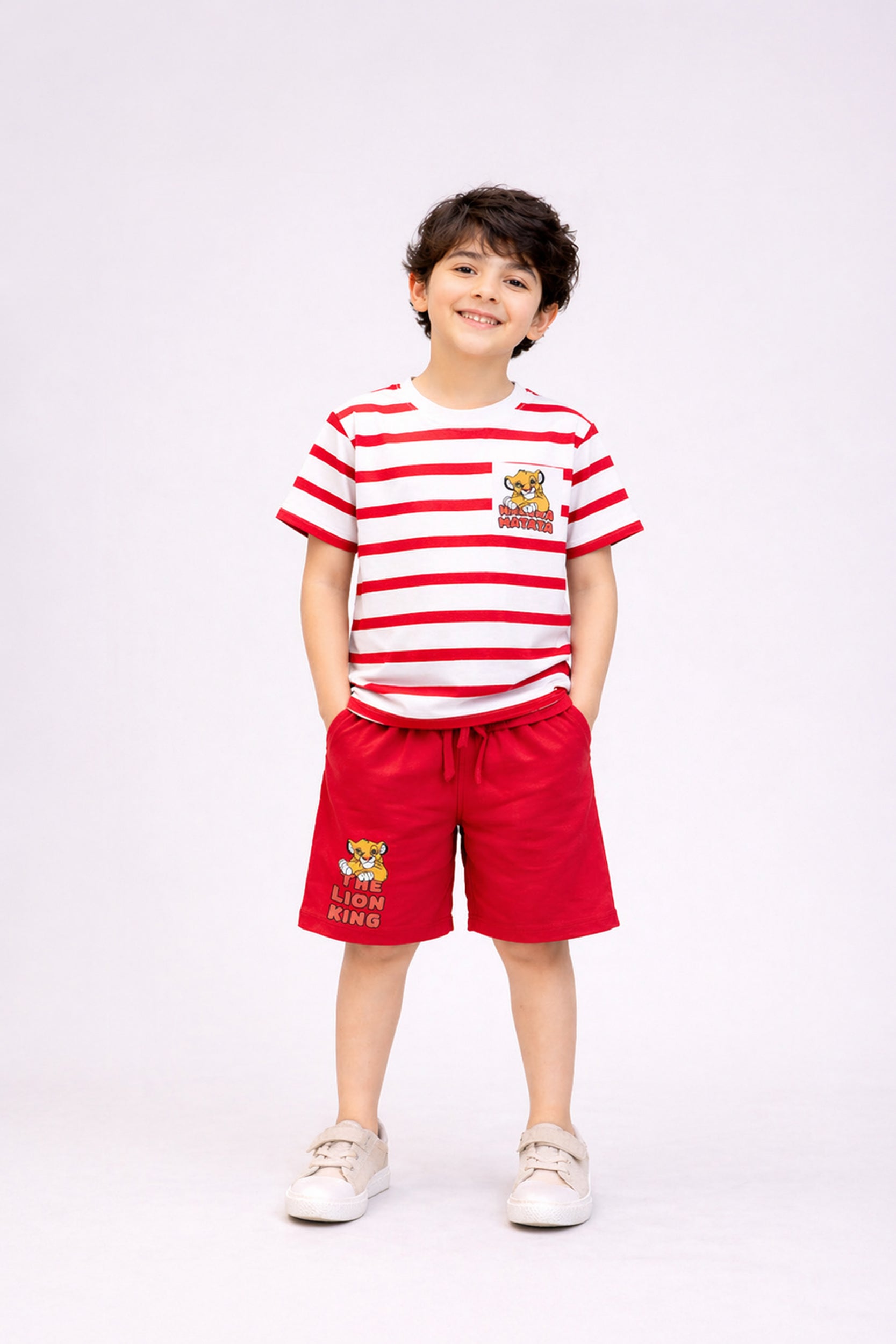 Boys' white and red Striped Set