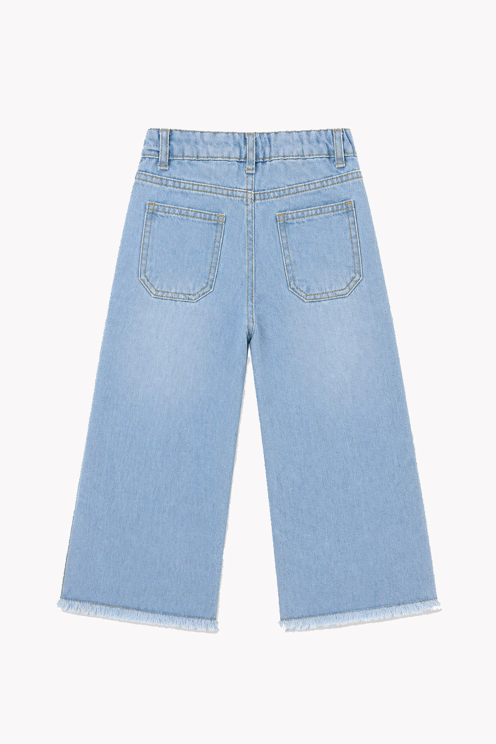 Girls Alphabet Embroidered Wide-Leg Denim Pants