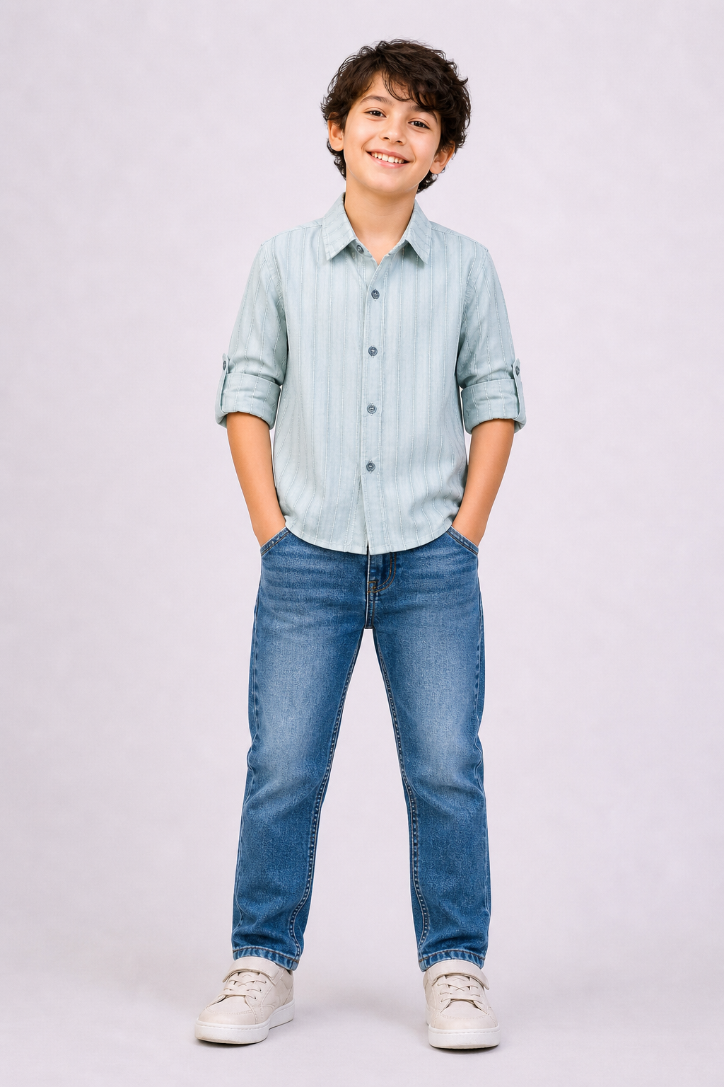 Boys minimal gray button-up shirt