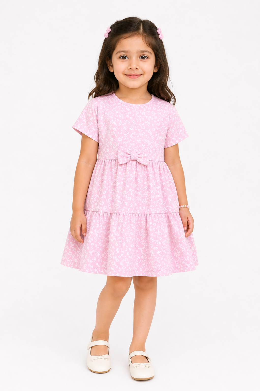 Girls Blush Bloom Bow Dress