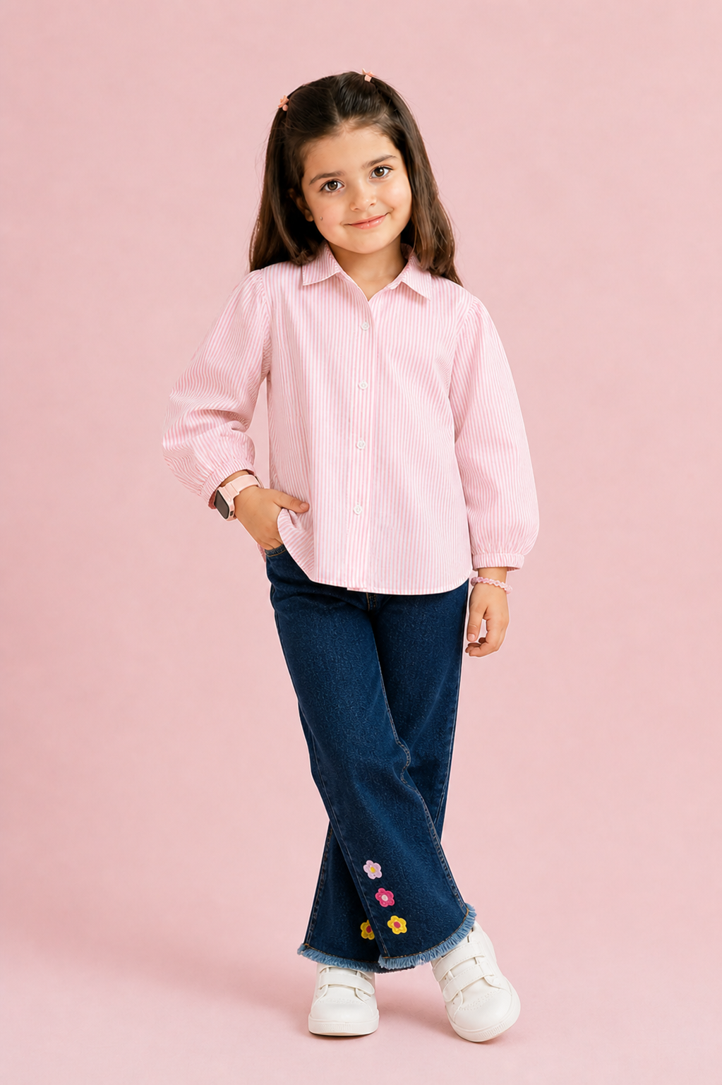 Rainbow Soft Pink Girls cotton shirt