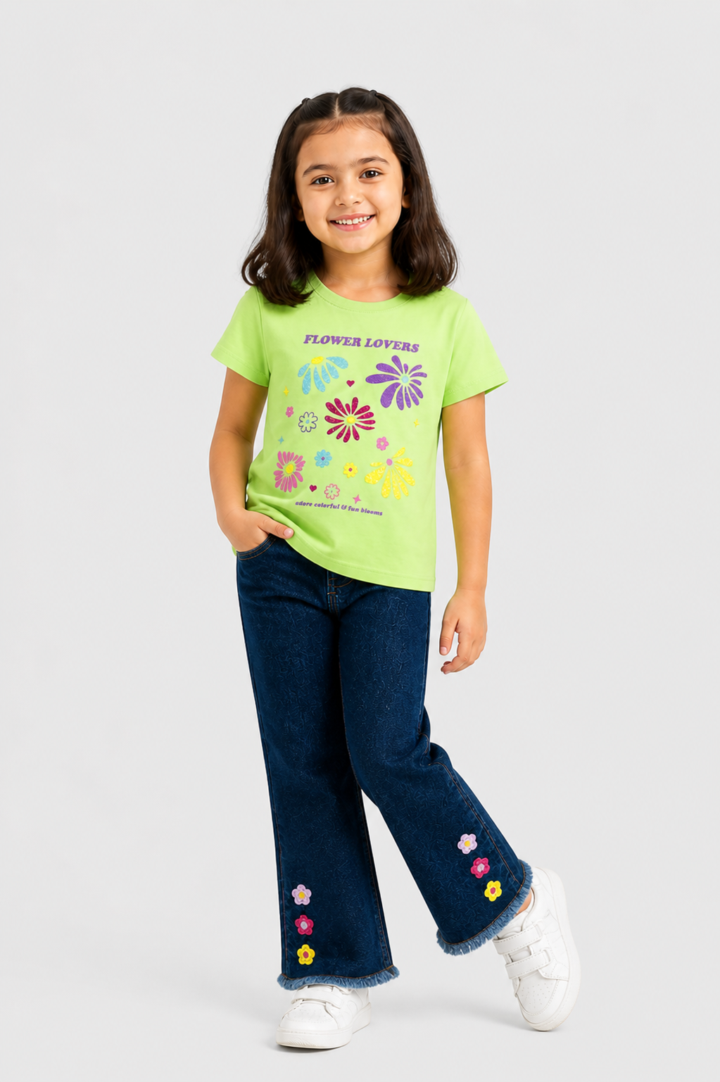 Girls Flower Graphic Tee Shirt