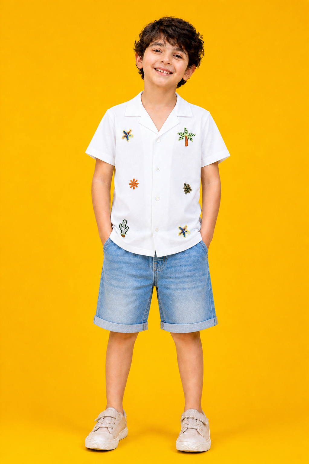 Boys embrioded button down polo