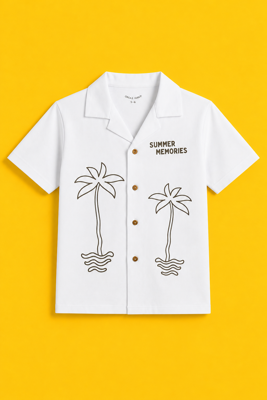 Boys white printed button down polo