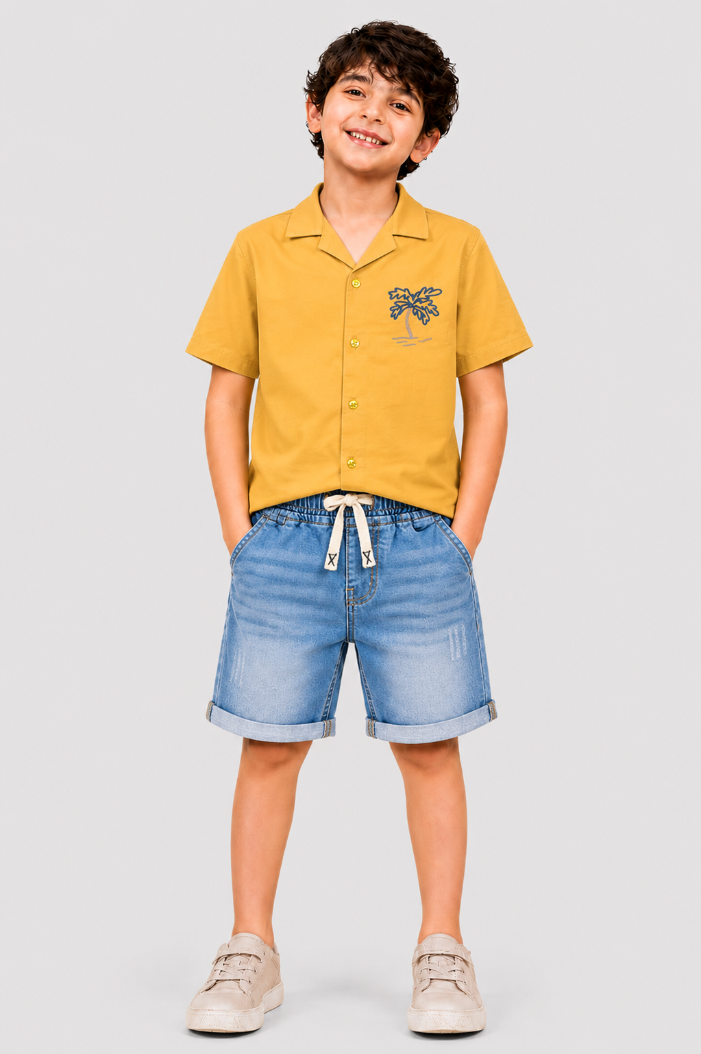 Boys mustard button down polo
