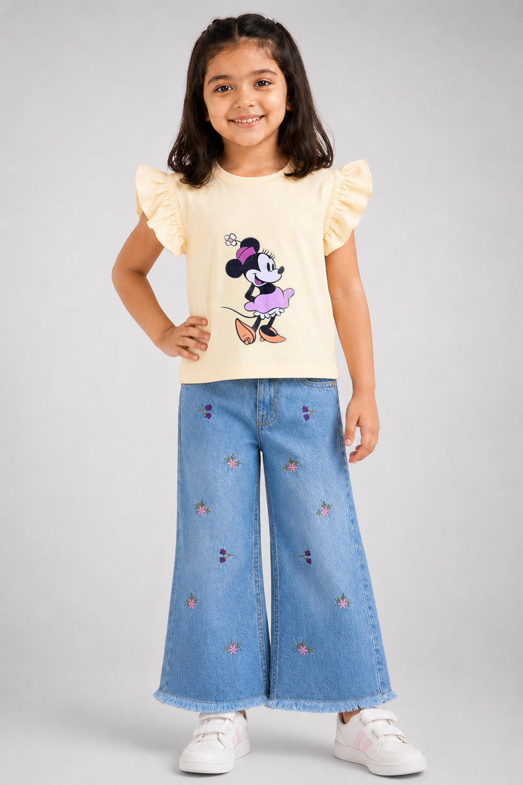 Girls Mickey Charm Frill Sleeve Shirt