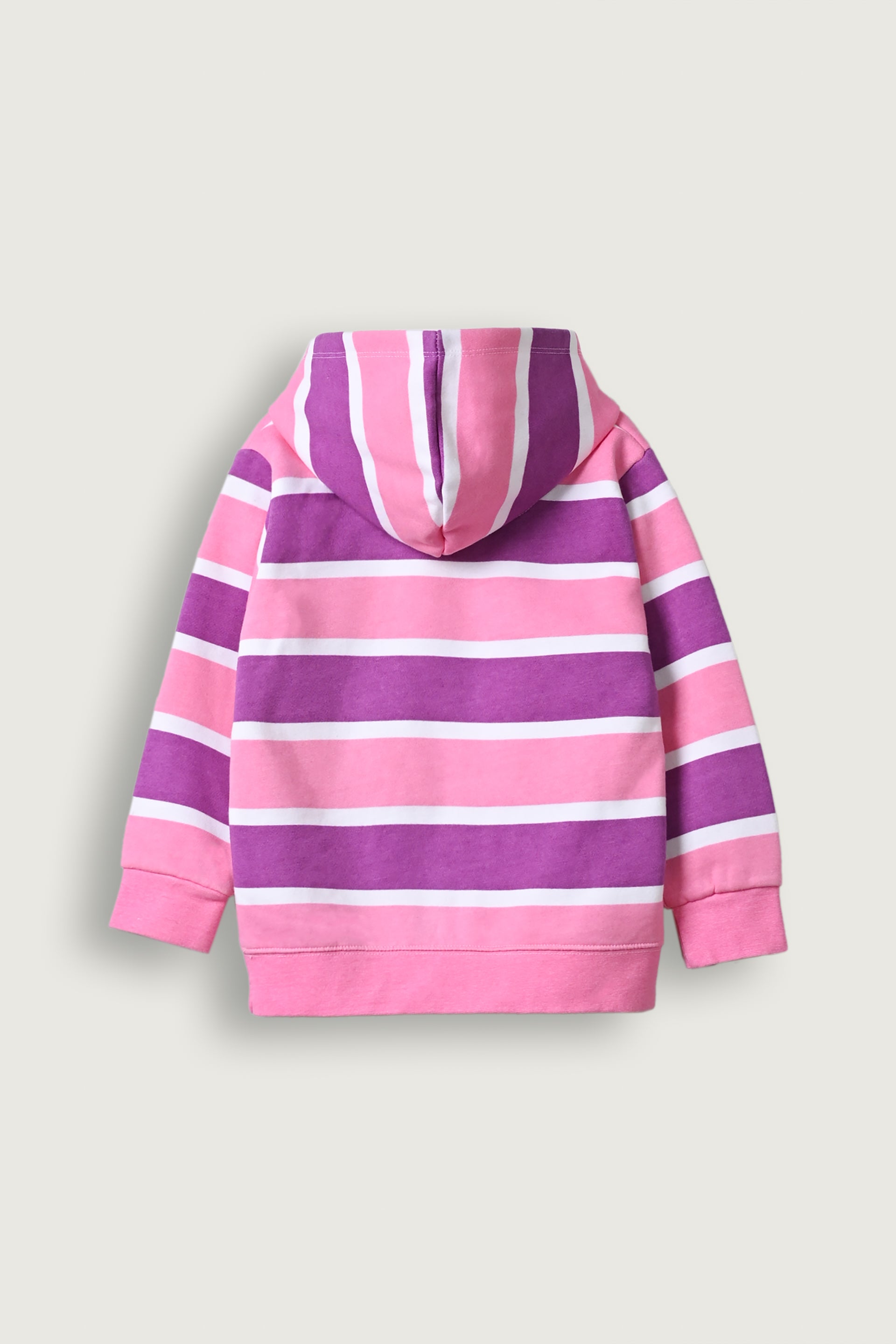 Girls purple and pink striped fleece hoodie