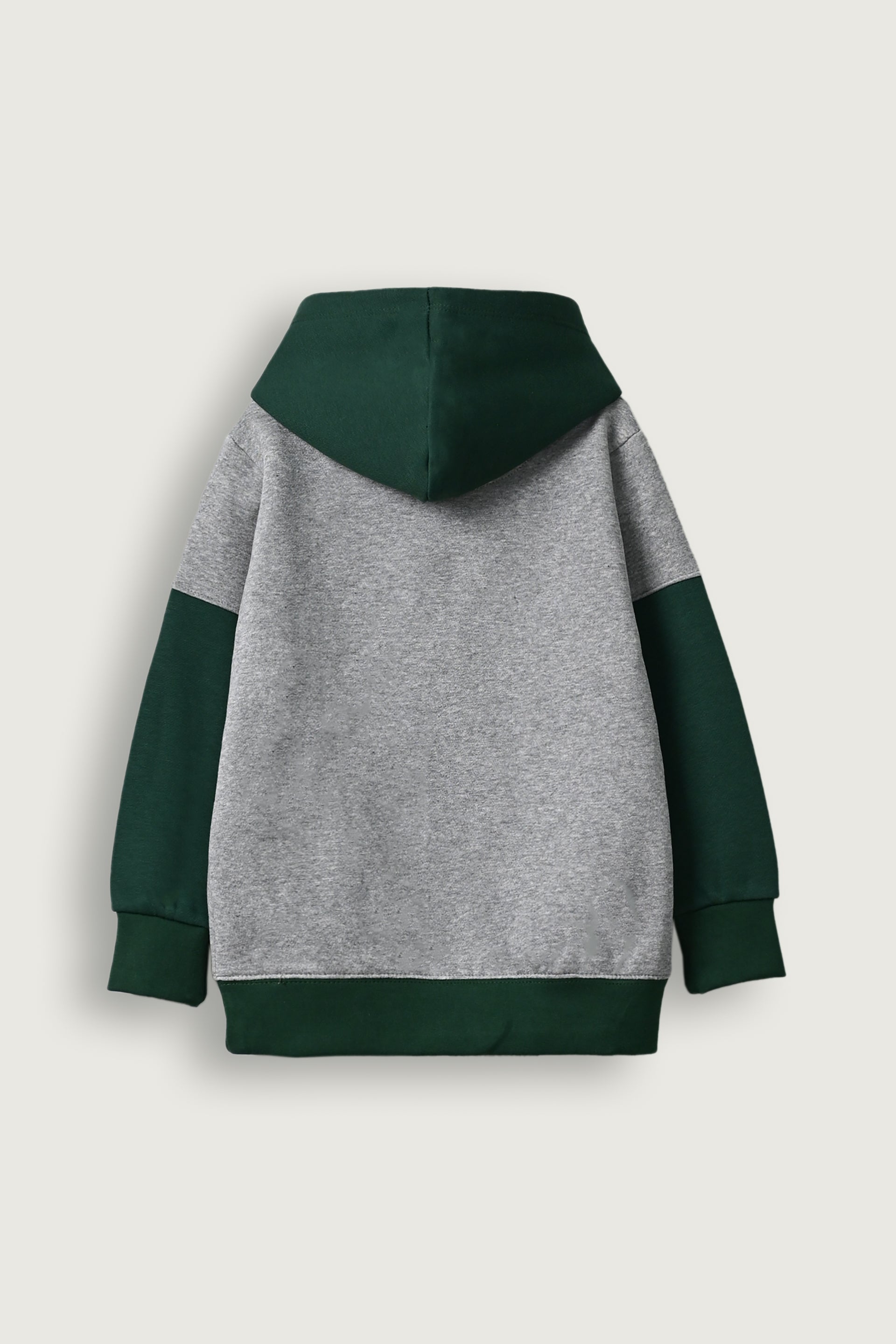 Boys grey and green bunny printed warm fleece hoodie suit