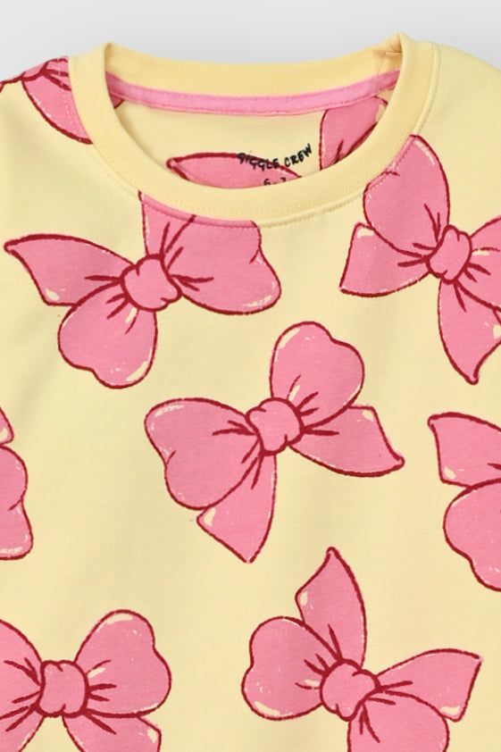 Girls lime pink bow Fleece suit