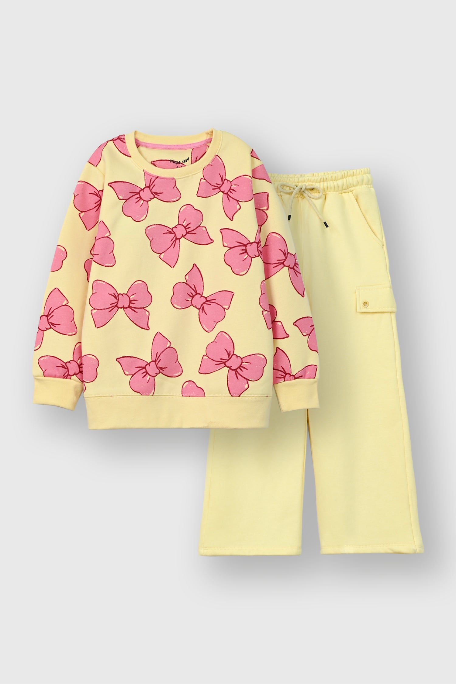 Girls lime pink bow Fleece suit