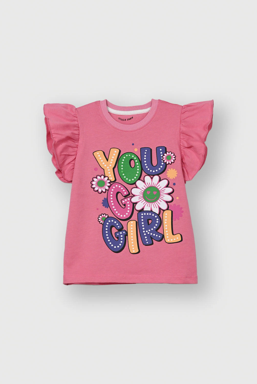 Girls Dark Pink Flutter Sleeve T-Shirt