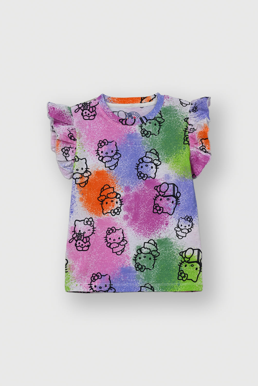 Girls colorful printed kitty T-Shirt