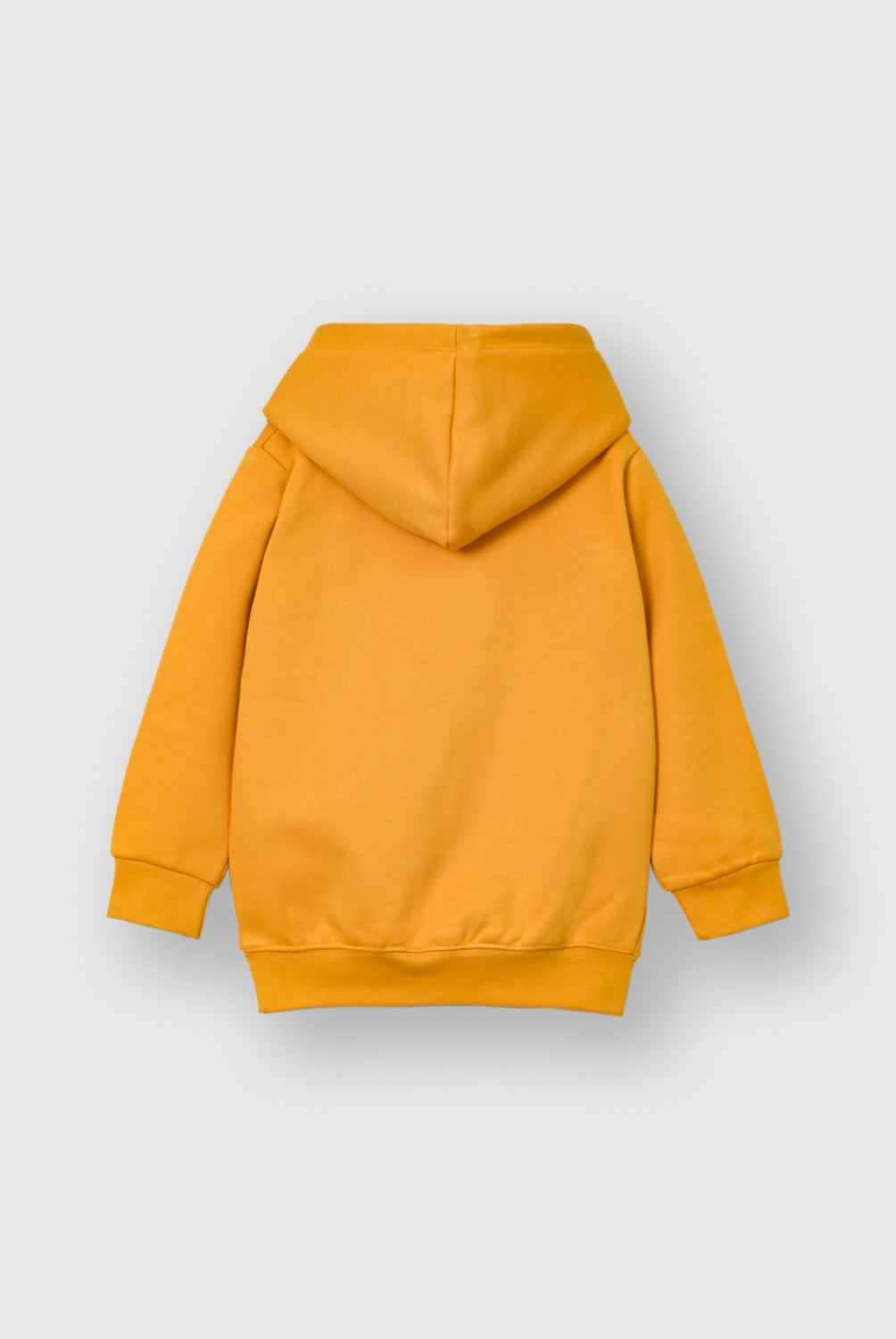 Girls Cartoon Print Mustard Fleece Hoodie