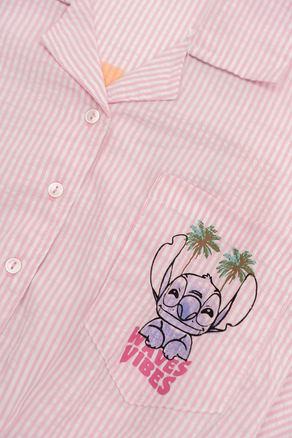 Girls Pink Striped Stitch Cropped Shirt