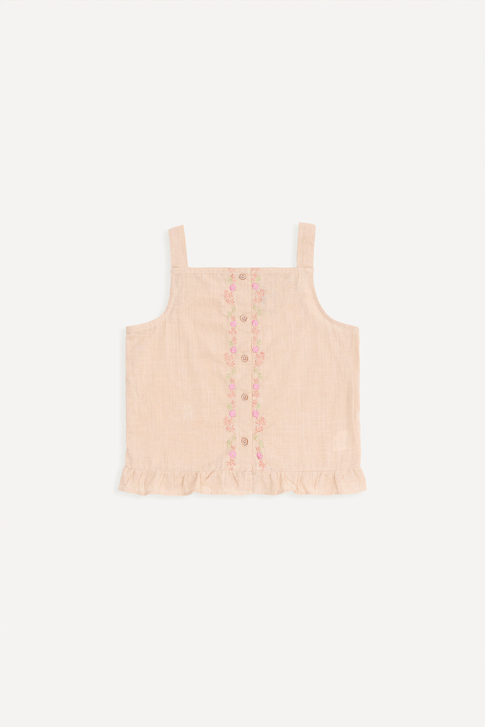 Peach Embroidered Strappy Top