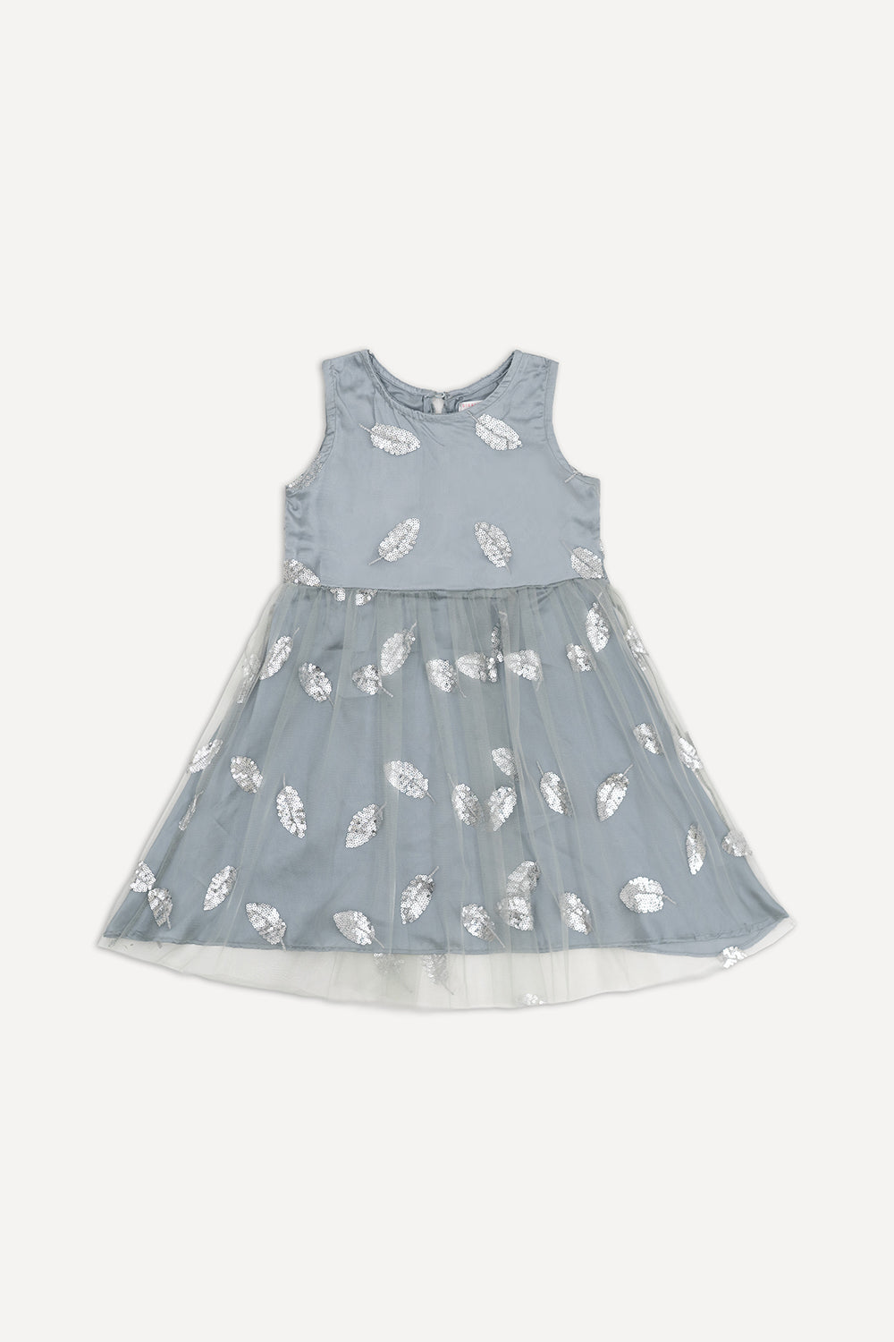 Light Blue Sequin Leaf Tulle Dress