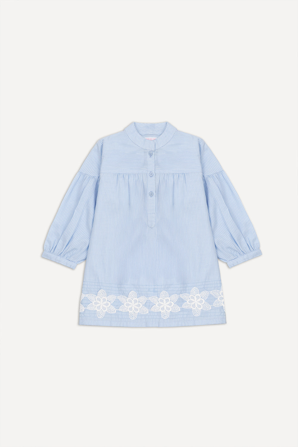 Light Blue Striped Embroidered Tunic