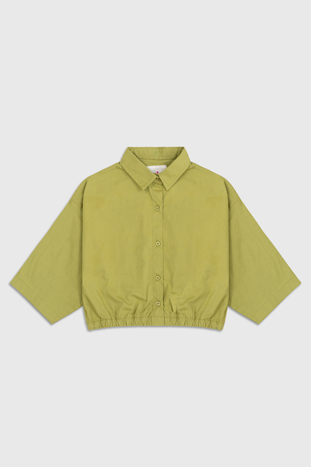 Elastic Hem Cropped Shirt