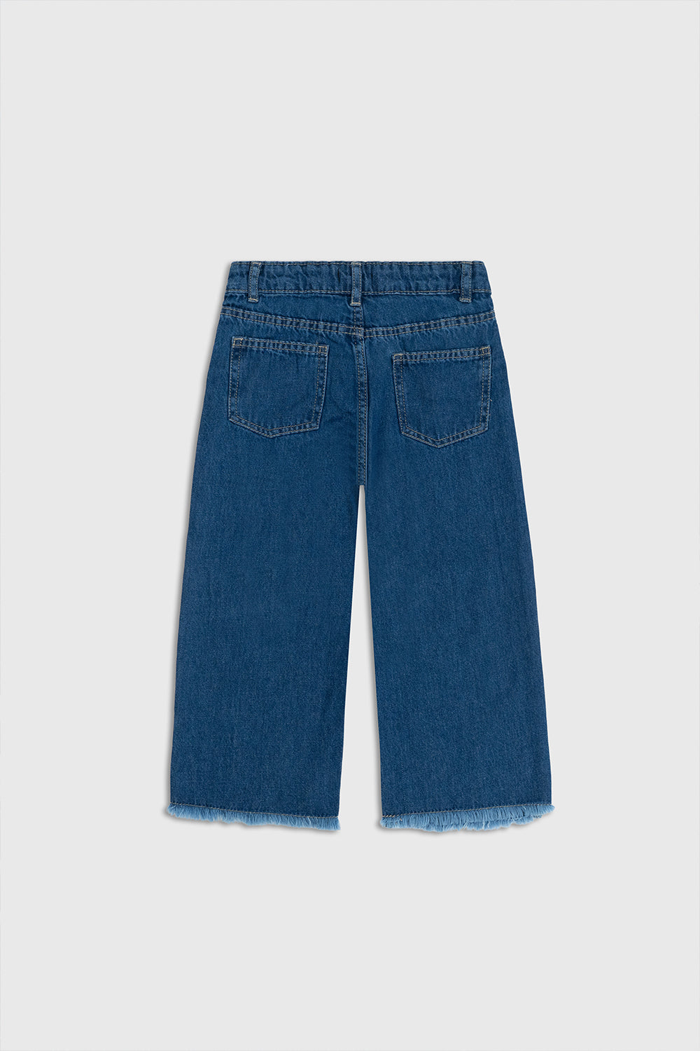 wide-leg embroidered denim pants