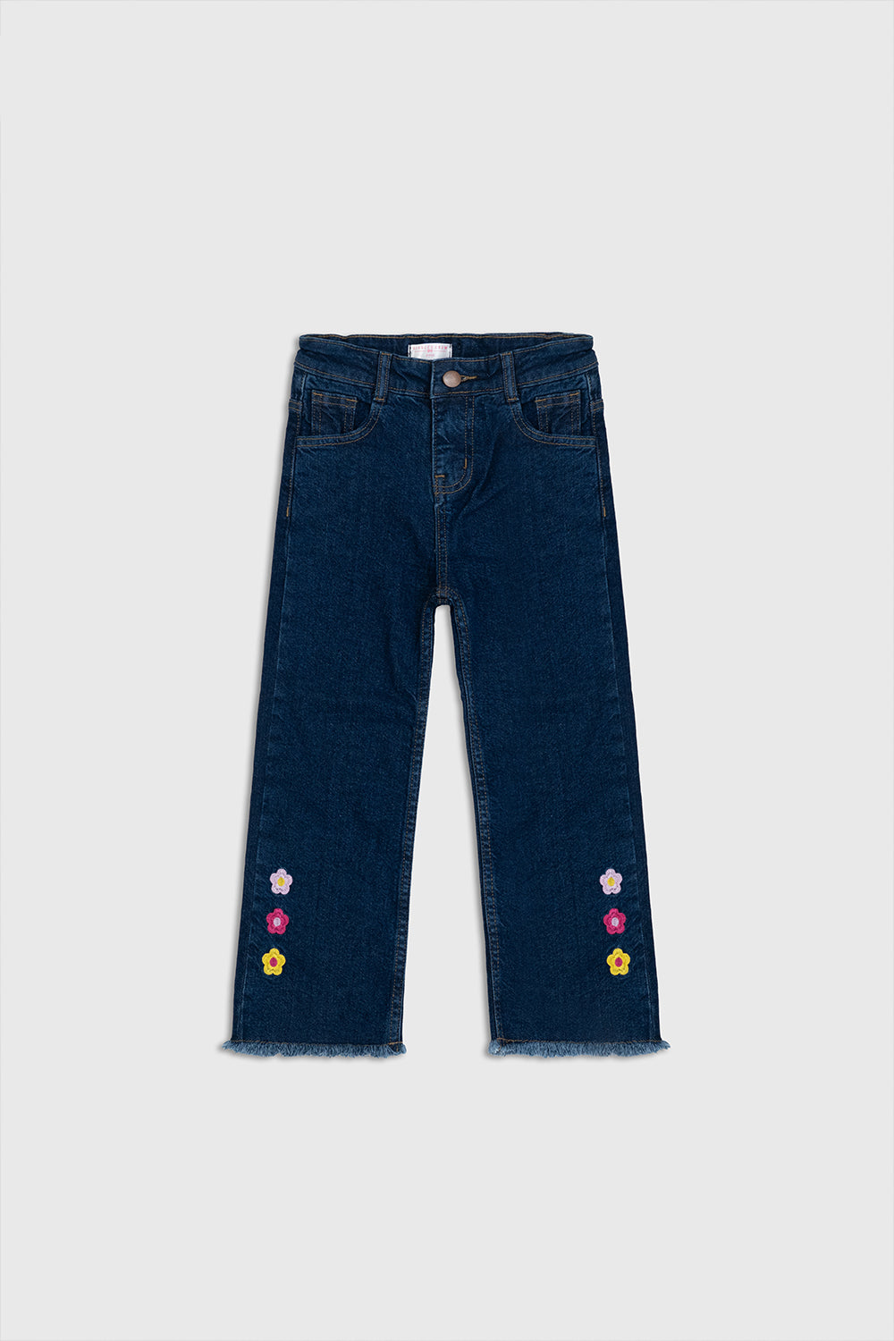 Straight-leg floral embroidered jeans