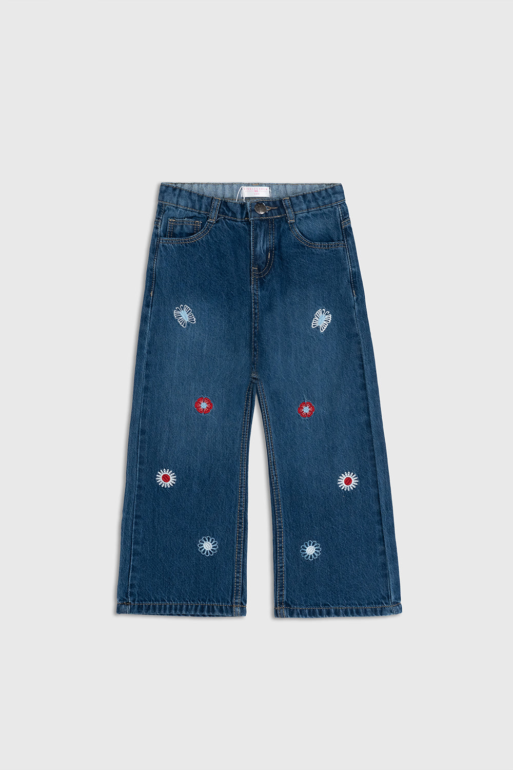 Dark wash wide-leg jeans