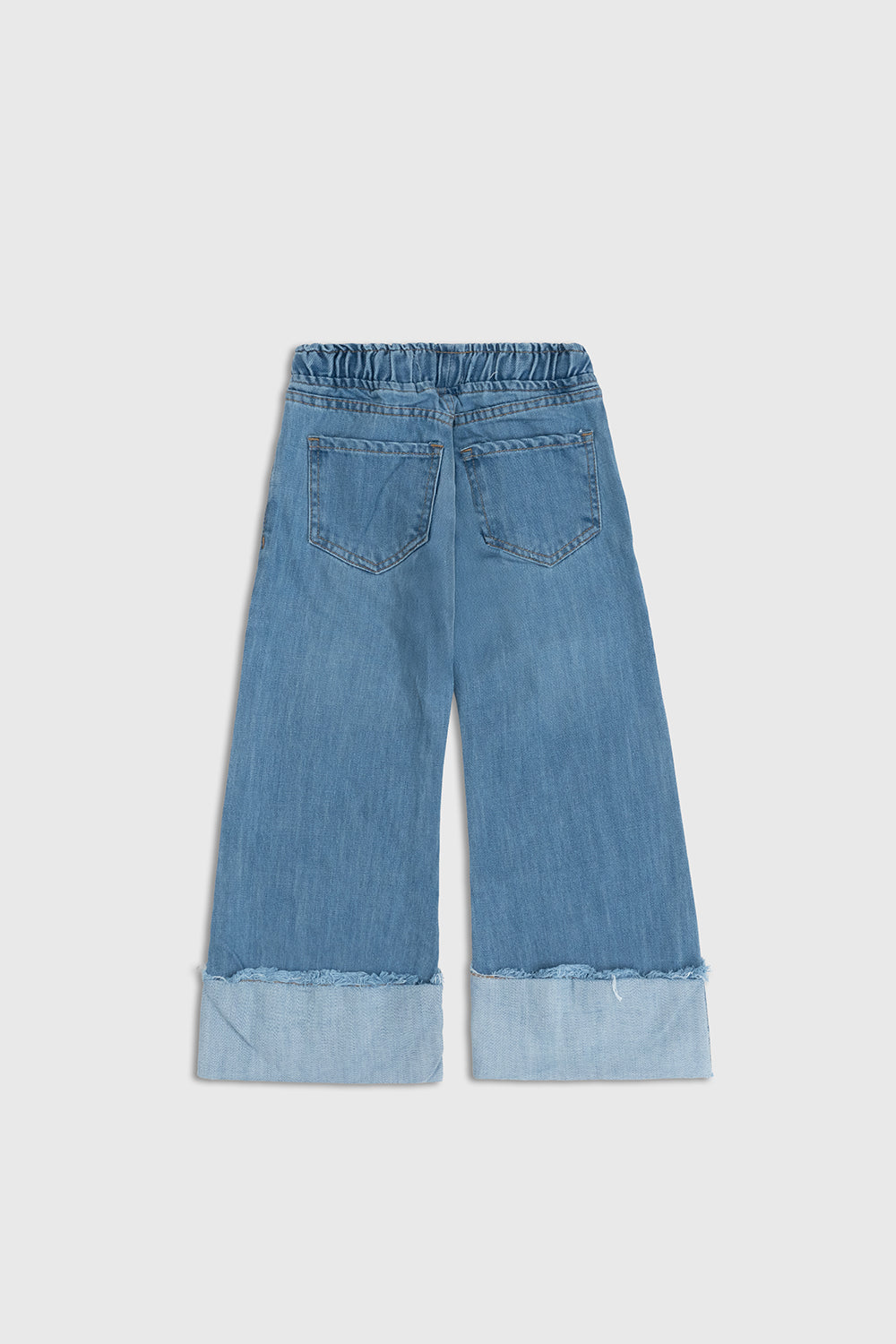 wide-leg cuffed jeans