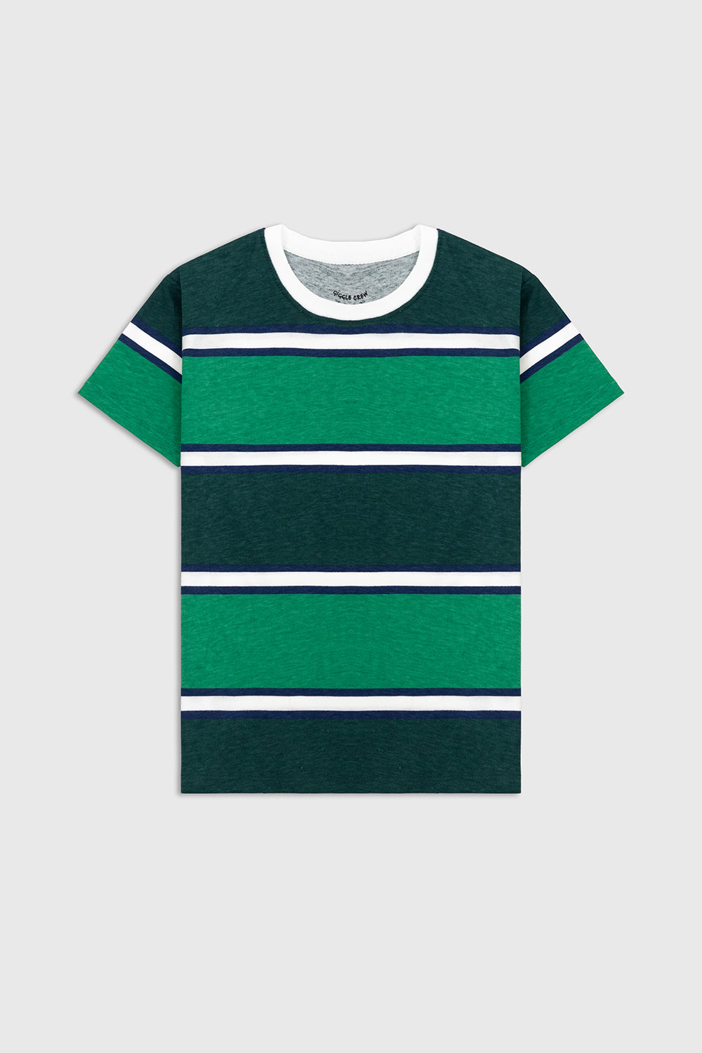 Boys Green Color-Block Striped T-Shirt