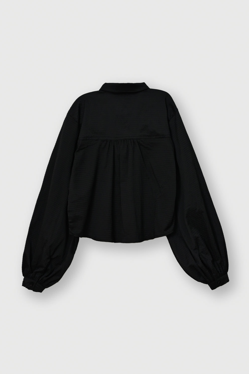 Midnight Puff-Sleeve Crop Shirt