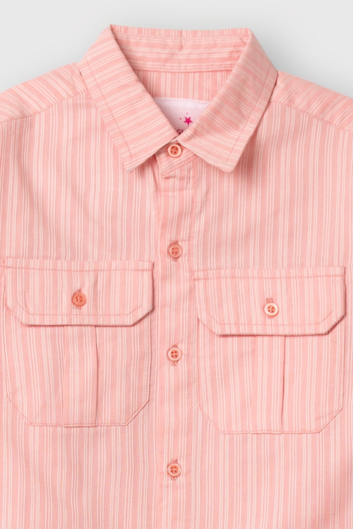 2.	Soft Peach Button-Down Boys’ Casual Shirt