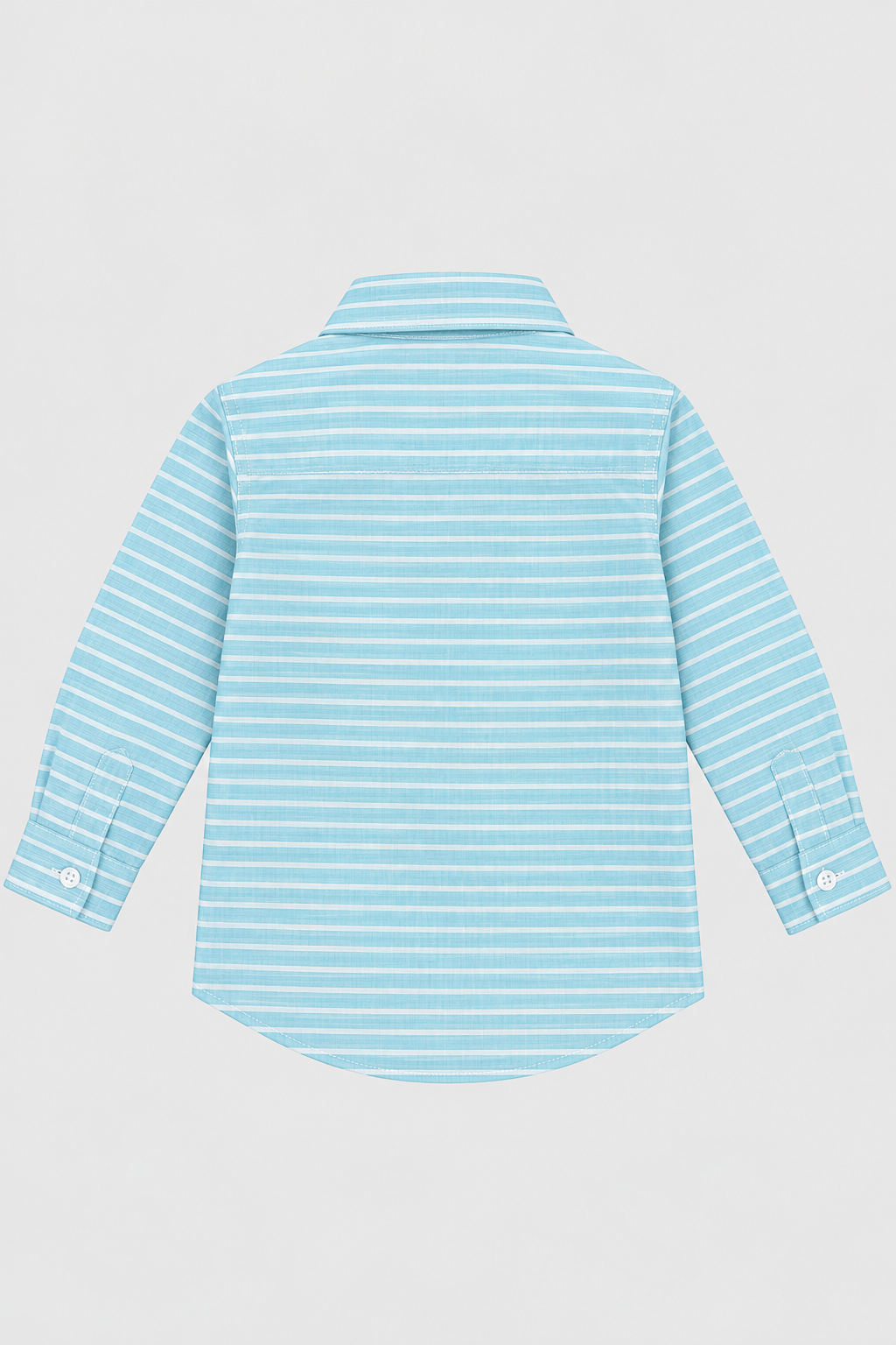 Boys Sky Blue Striped Double Pocket Shirt