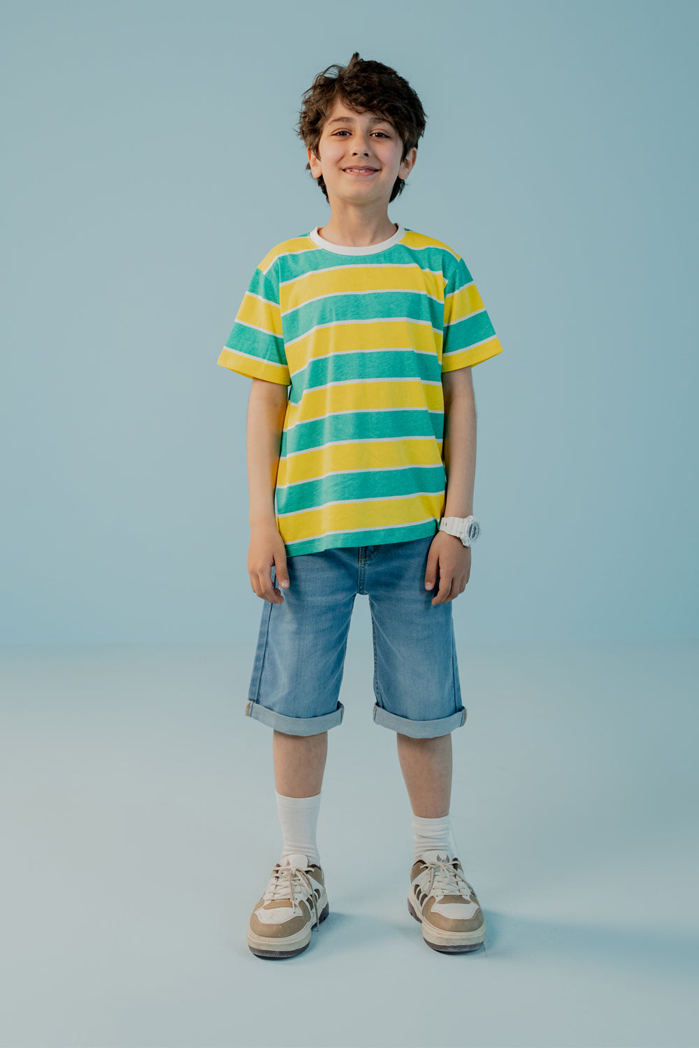 Yellow and Green Striped T-shirt