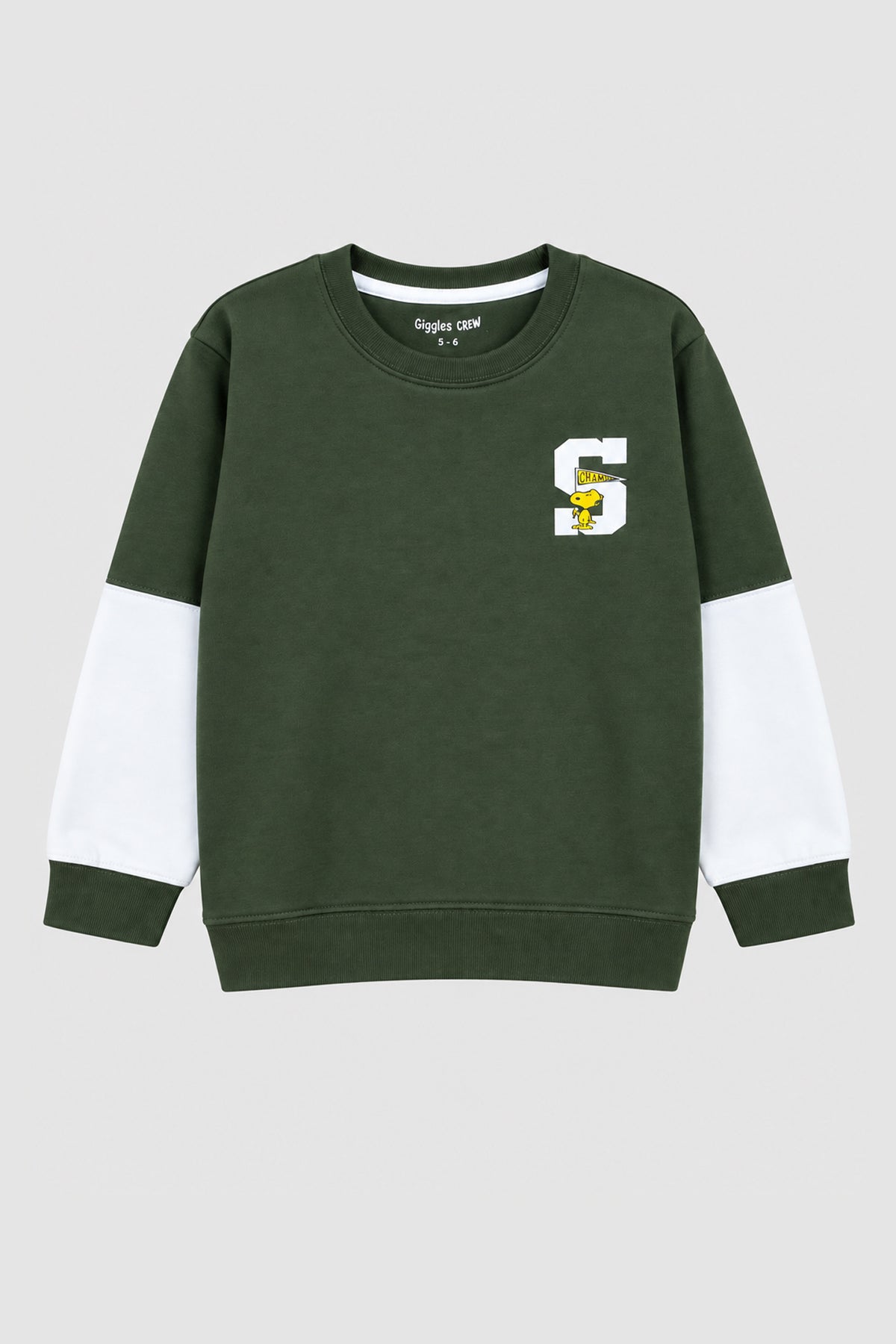 Boys Forest Green Color-Block Sweatshirt