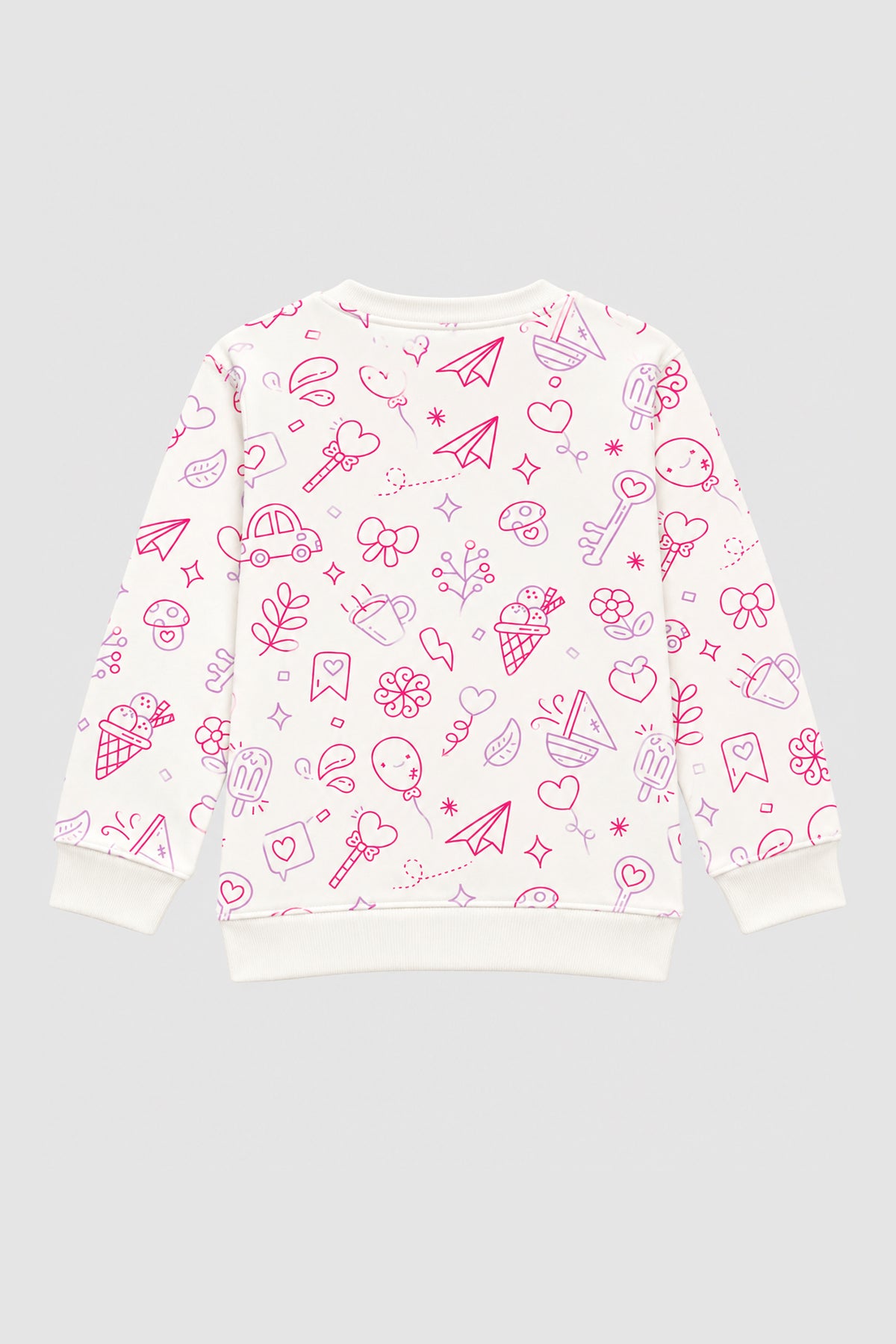 Pink Doodle Print Girls’ Sweatshirt
